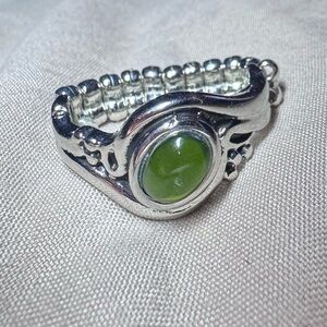 Paparazzi Silver Ring with Green Stone